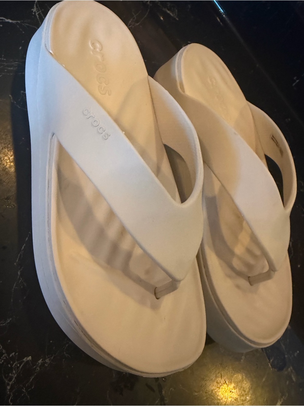 Crocs Women’s White Platform Flip Flop Sandals - Size 8